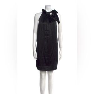 Diane Von Furstenberg Black 100% Silk Dress Tie Neck Dress